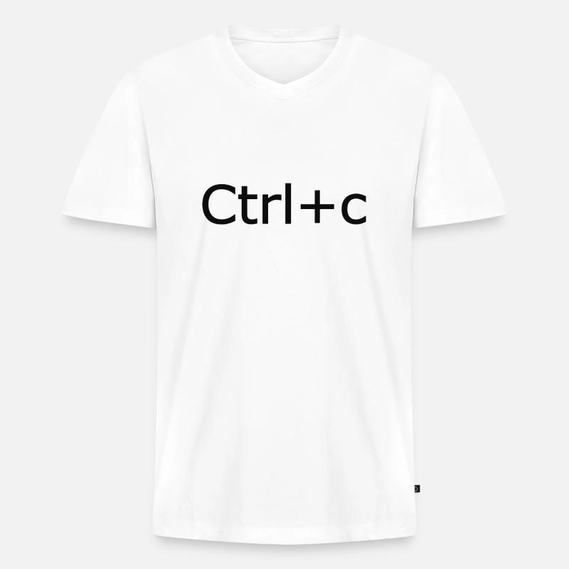 STRG+C - Männer Premium Bio T-Shirt mit V-Ausschnitt - Weiß
