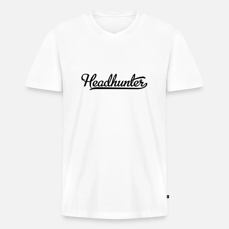 Headhunter - Männer Premium Bio T-Shirt mit V-Ausschnitt - Weiß