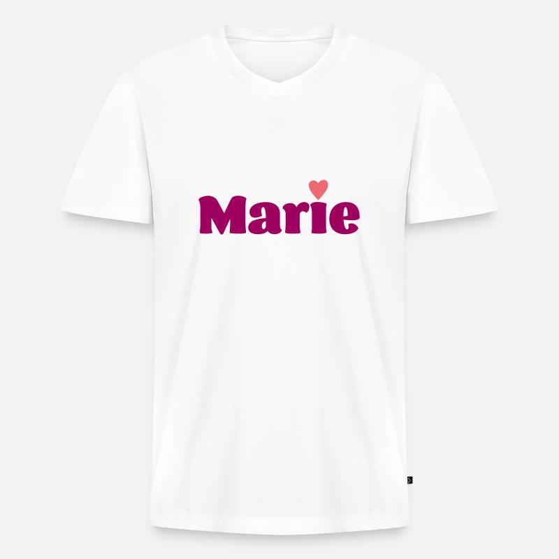 Marie mit Herz Geschenk - Männer Premium Bio T-Shirt mit V-Ausschnitt - Weiß