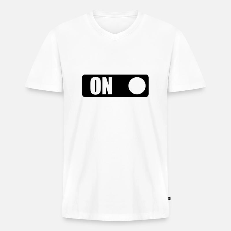 ON - Männer Premium Bio T-Shirt mit V-Ausschnitt - Weiß