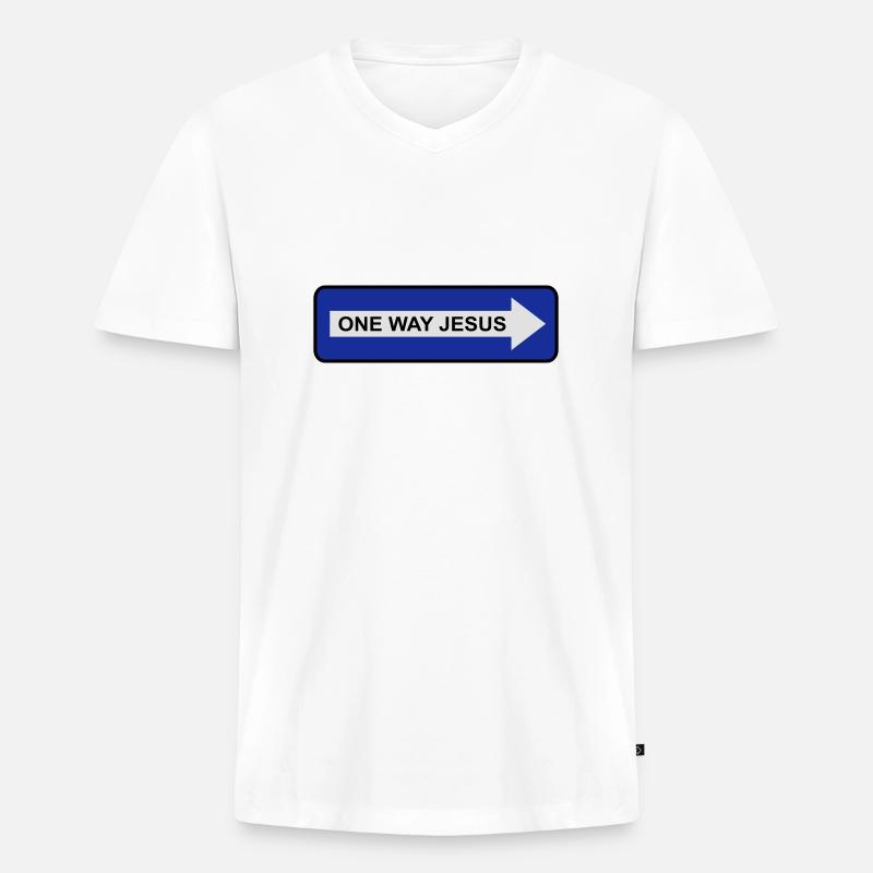 One Way Jesus - Männer Premium Bio T-Shirt mit V-Ausschnitt - Weiß