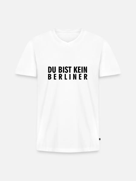 DBK Berliner - Männer Premium Bio T-Shirt mit V-Ausschnitt - Weiß