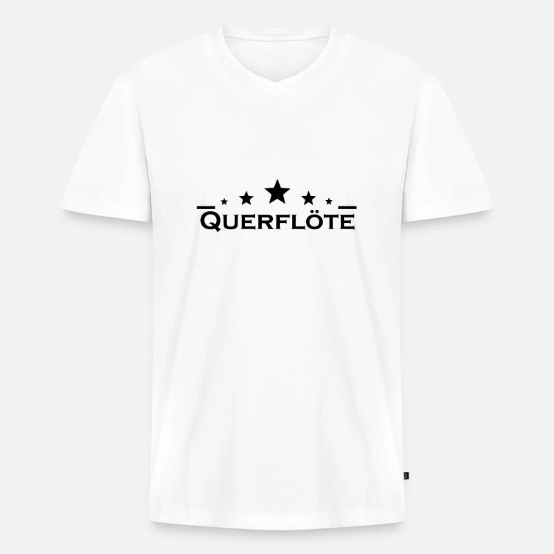 Querflöte - Männer Premium Bio T-Shirt mit V-Ausschnitt - Weiß