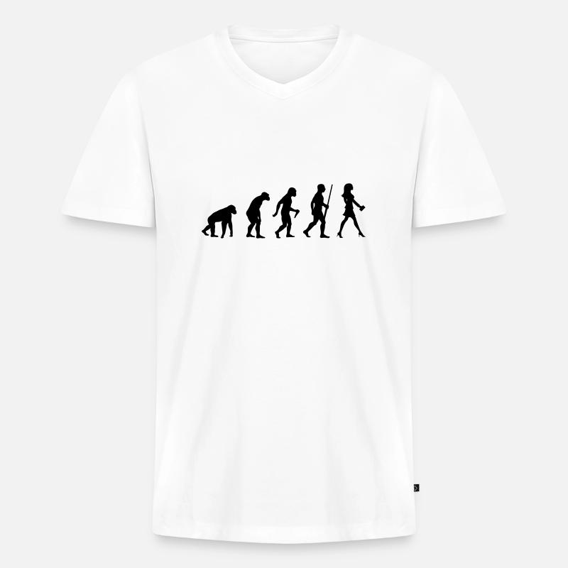 Evolution der Frau - Männer Premium Bio T-Shirt mit V-Ausschnitt - Weiß
