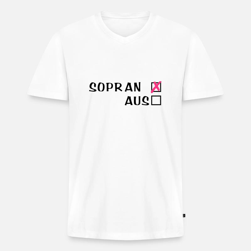 Sopr an oder aus - Männer Premium Bio T-Shirt mit V-Ausschnitt - Weiß