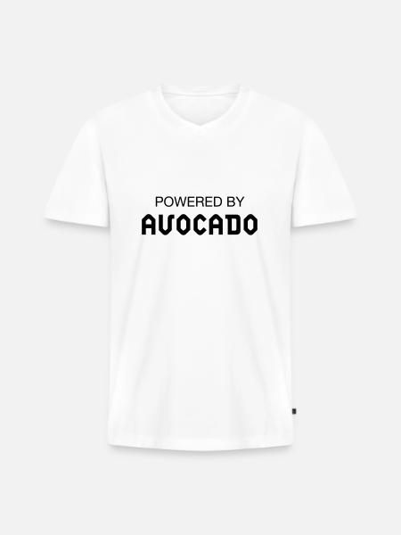 Powered By Avocado - Men's Premium Organic T-shirt with V-neck - white