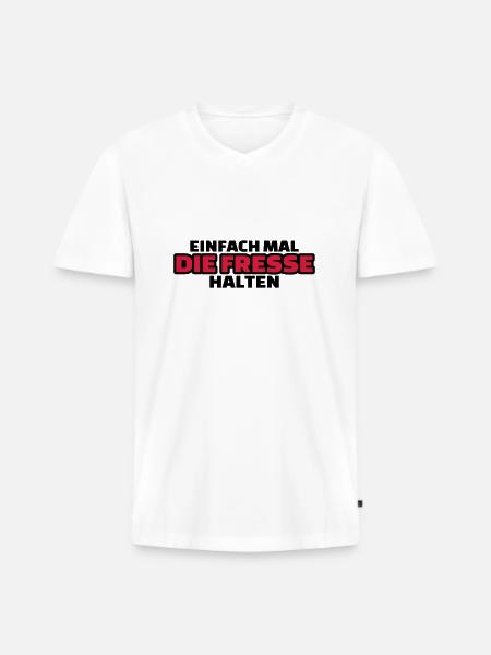 Fresse halten - Männer Premium Bio T-Shirt mit V-Ausschnitt - Weiß