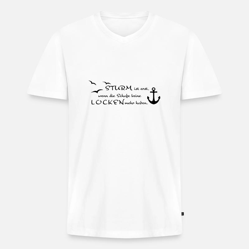 Sturm und Locken - Männer Premium Bio T-Shirt mit V-Ausschnitt - Weiß