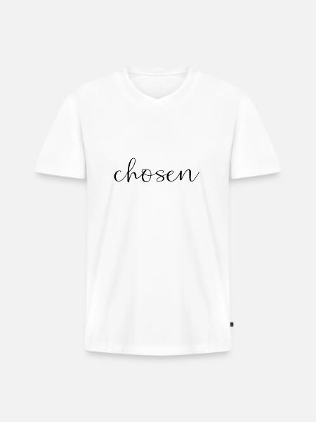 Auserwählt, chosen, christliches Design - Männer Premium Bio T-Shirt mit V-Ausschnitt - Weiß