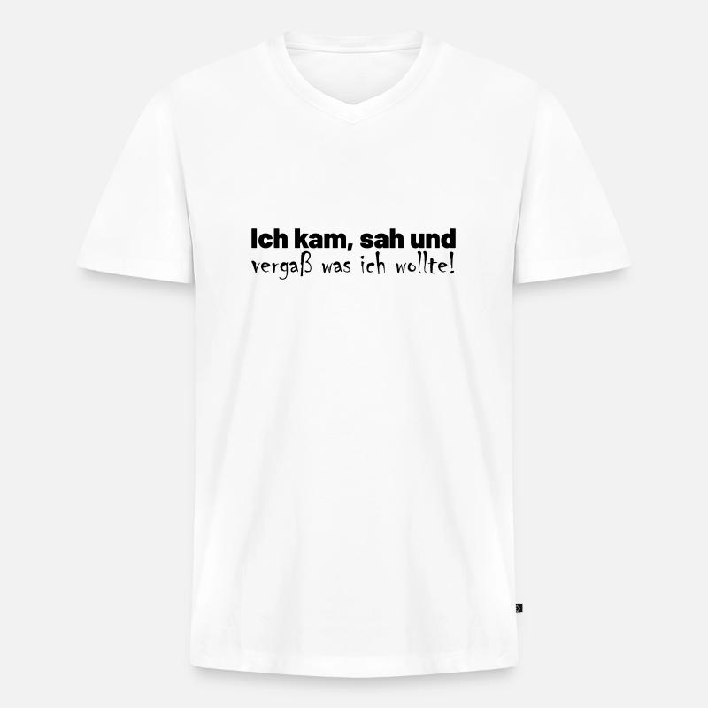 Vergesslichkeit Spruch - Männer Premium Bio T-Shirt mit V-Ausschnitt - Weiß