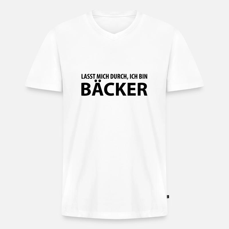 bäcker - Männer Premium Bio T-Shirt mit V-Ausschnitt - Weiß
