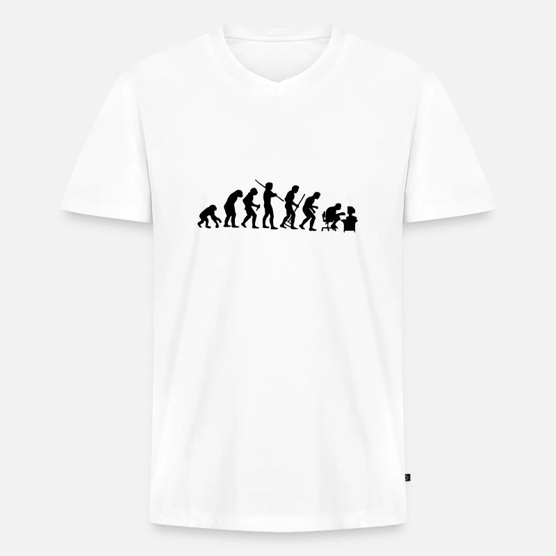 Evolution - Männer Premium Bio T-Shirt mit V-Ausschnitt - Weiß
