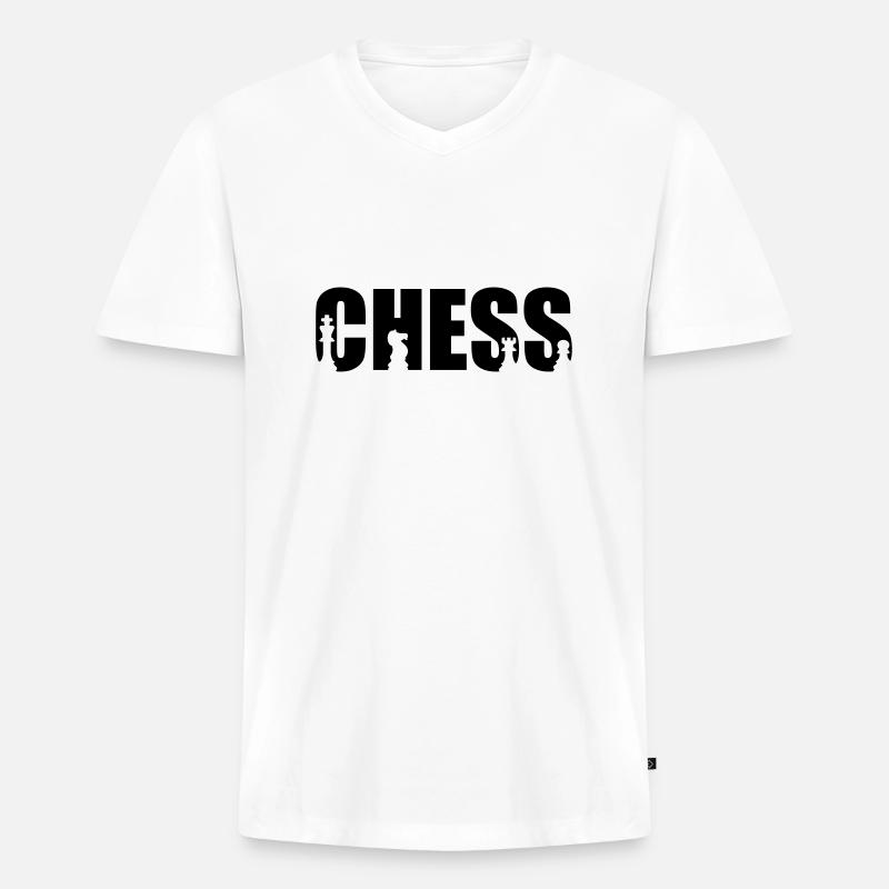 Schach - Männer Premium Bio T-Shirt mit V-Ausschnitt - Weiß