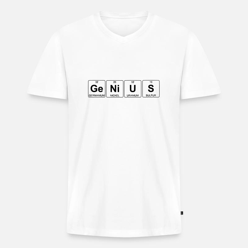 genius - Männer Premium Bio T-Shirt mit V-Ausschnitt - Weiß
