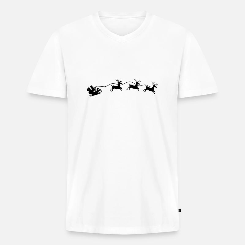 Weihnachtsmann Schlitten - Männer Premium Bio T-Shirt mit V-Ausschnitt - Weiß