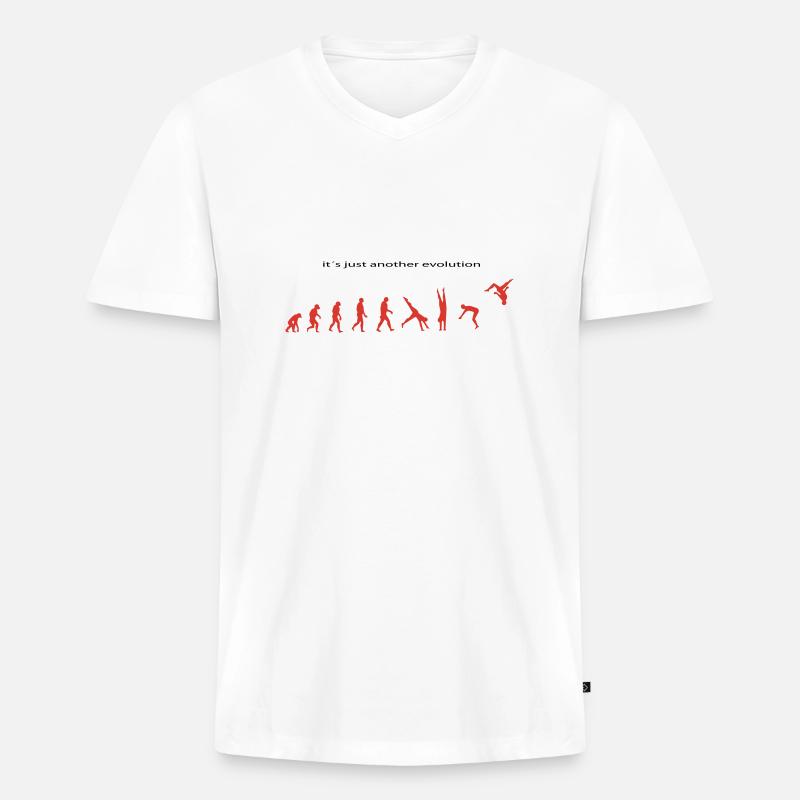 Evolution - Männer Premium Bio T-Shirt mit V-Ausschnitt - Weiß