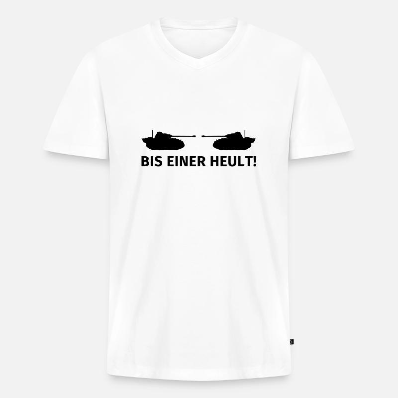 Bis einer heult - Männer Premium Bio T-Shirt mit V-Ausschnitt - Weiß