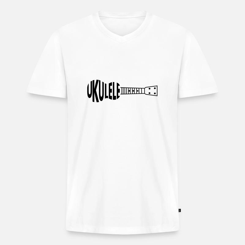 Ukulele Ukulele - Männer Premium Bio T-Shirt mit V-Ausschnitt - Weiß