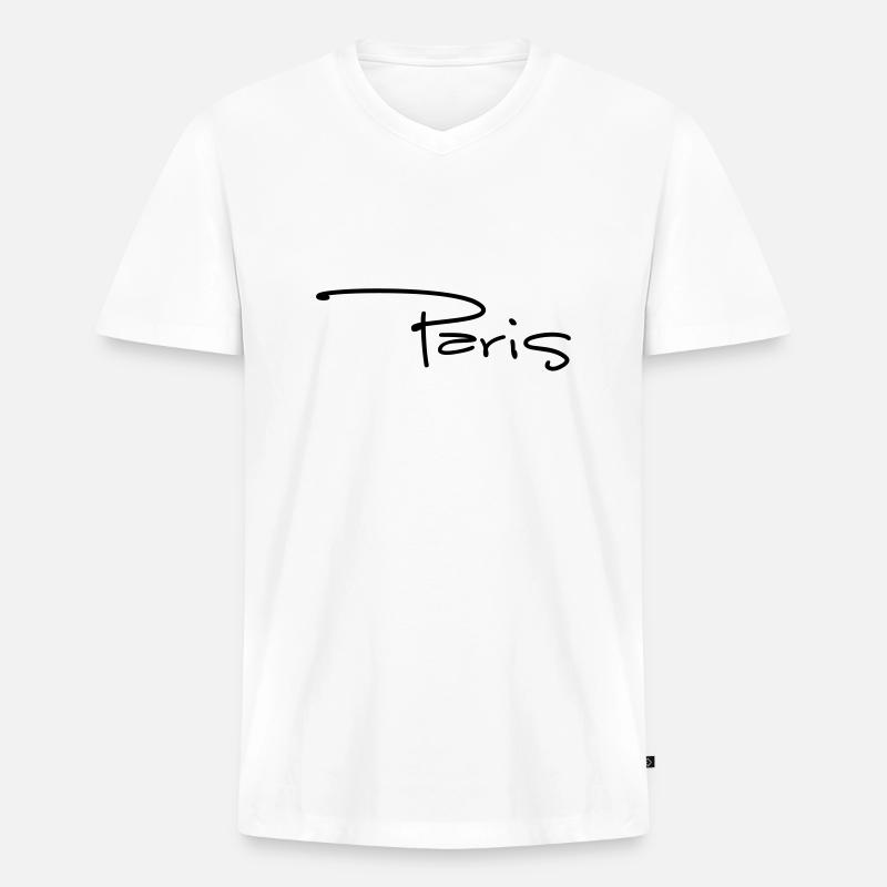 paris1 - Männer Premium Bio T-Shirt mit V-Ausschnitt - Weiß