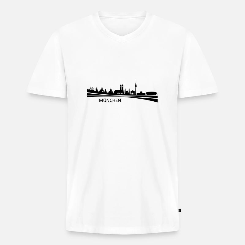 Skyline - München - Männer Premium Bio T-Shirt mit V-Ausschnitt - Weiß