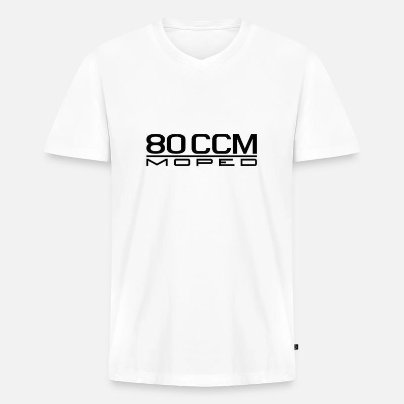 80 ccm Moped Emblem - Männer Premium Bio T-Shirt mit V-Ausschnitt - Weiß