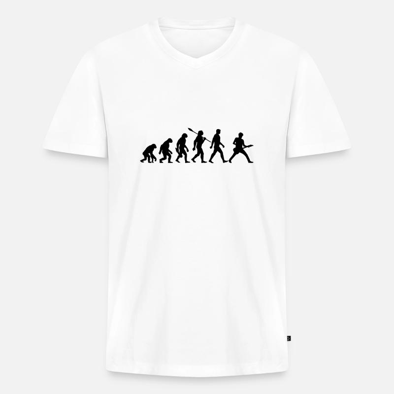 Evolution Gitarrist Rockmusiker - Männer Premium Bio T-Shirt mit V-Ausschnitt - Weiß