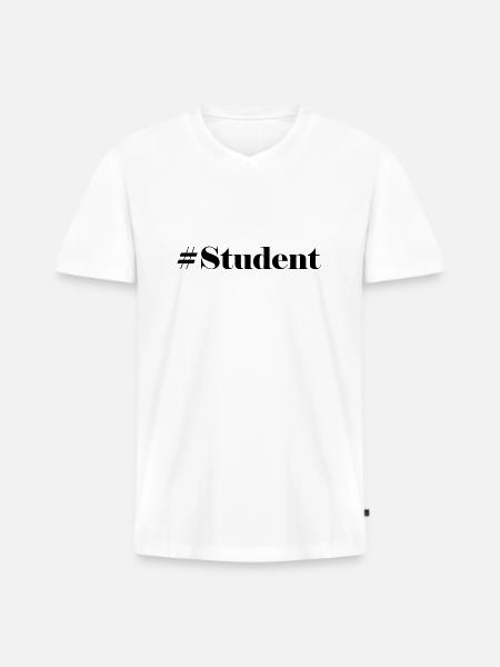 #Student logo - Men's Premium Organic T-shirt with V-neck - white