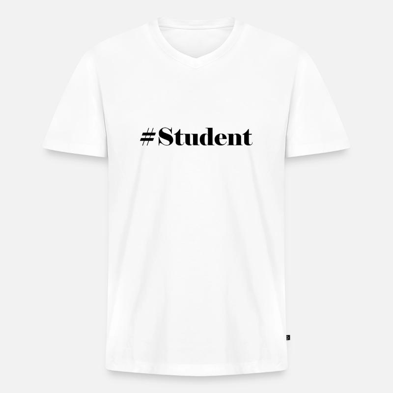 #Student Logo - Männer Premium Bio T-Shirt mit V-Ausschnitt - Weiß