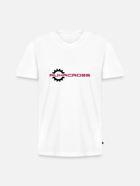 ruhrcross - Männer Premium Bio T-Shirt mit V-Ausschnitt - Weiß