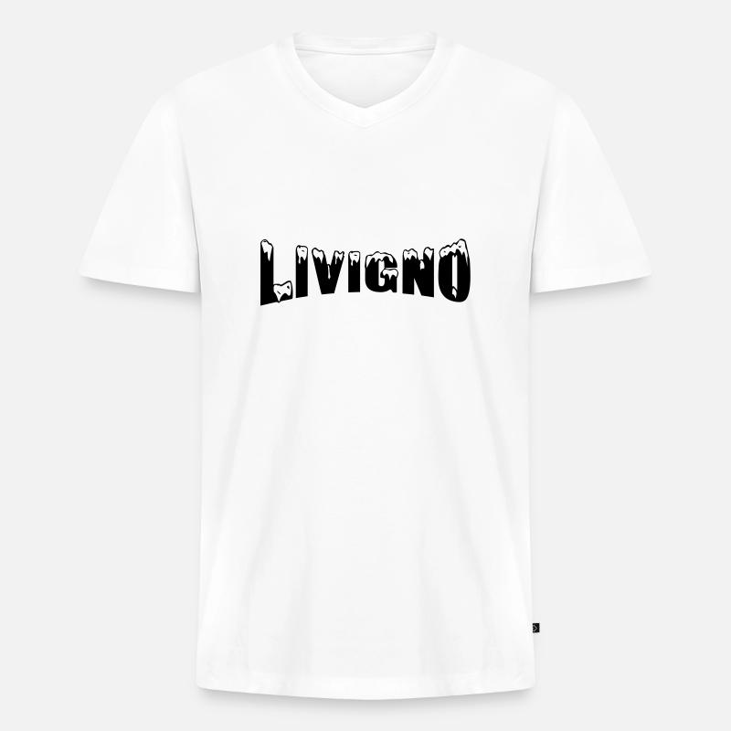 Livigno Skiort (Schnee) - Männer Premium Bio T-Shirt mit V-Ausschnitt - Weiß