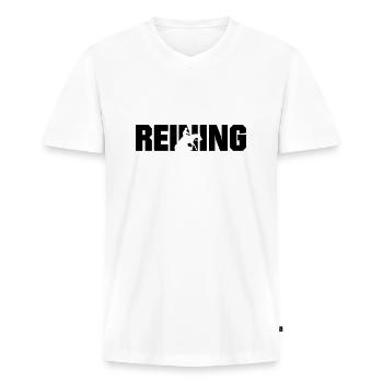 reining, western horse, sliding stop - Men's Premium Organic T-shirt with V-neck - white - Front - Nico (187cm)