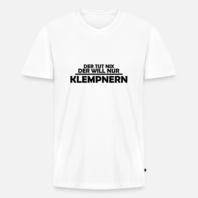 klempnern - Männer Premium Bio T-Shirt mit V-Ausschnitt - Weiß