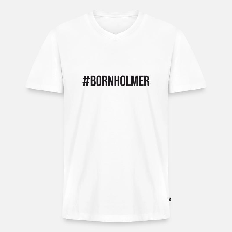 Bornholmer - Männer Premium Bio T-Shirt mit V-Ausschnitt - Weiß