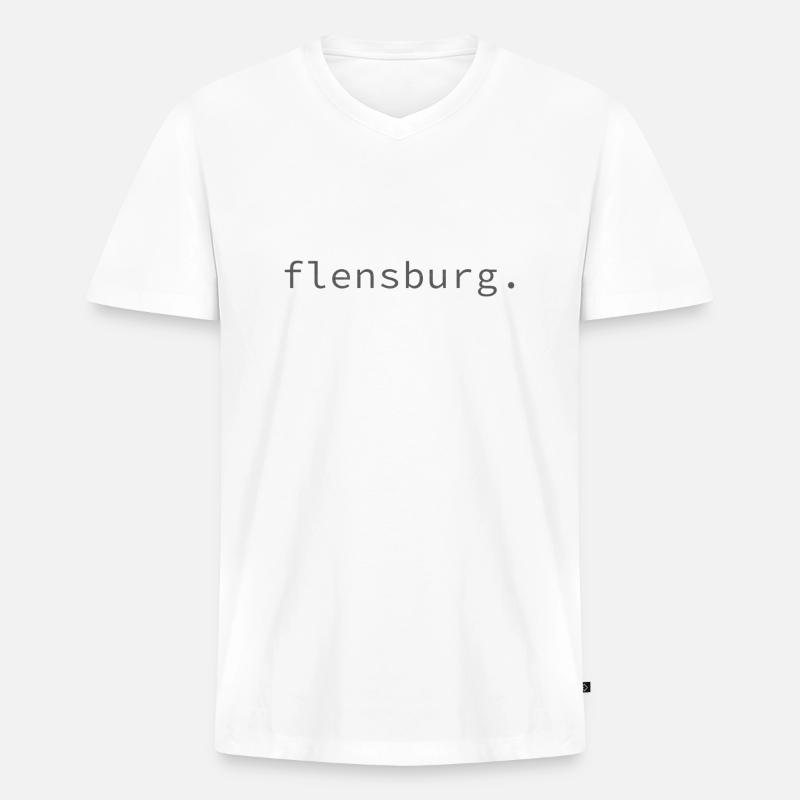 flensburg. - Männer Premium Bio T-Shirt mit V-Ausschnitt - Weiß