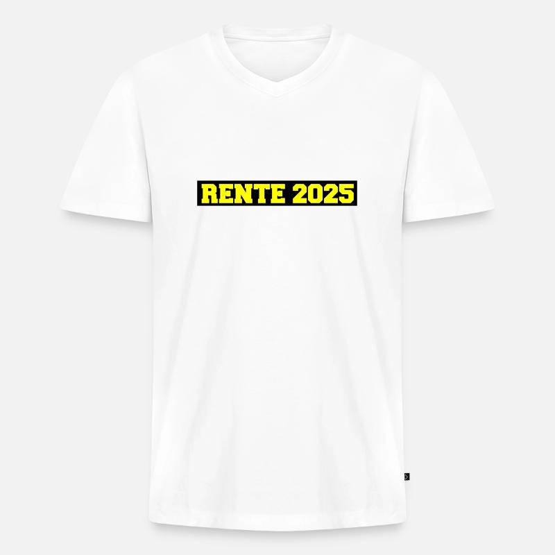 Rente 2025 - Männer Premium Bio T-Shirt mit V-Ausschnitt - Weiß