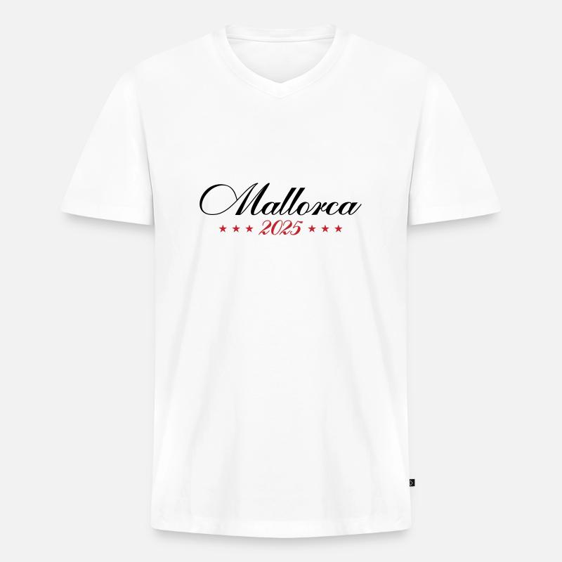 Mallorca 2025 - Männer Premium Bio T-Shirt mit V-Ausschnitt - Weiß