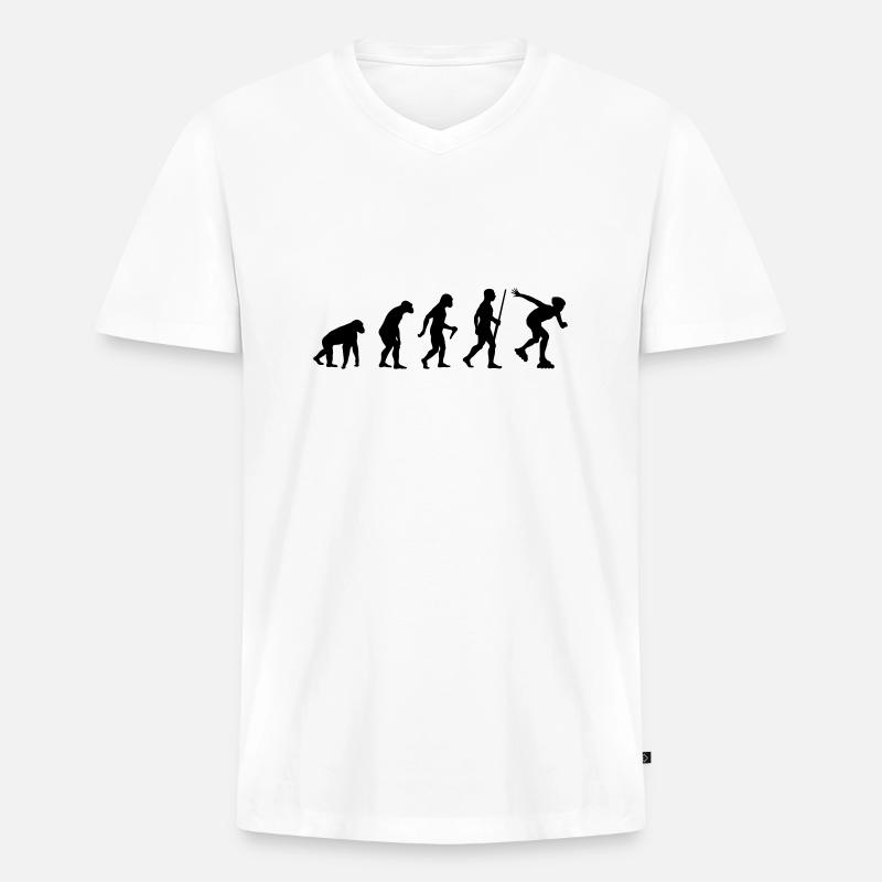 Inline Skater Evolution - Männer Premium Bio T-Shirt mit V-Ausschnitt - Weiß