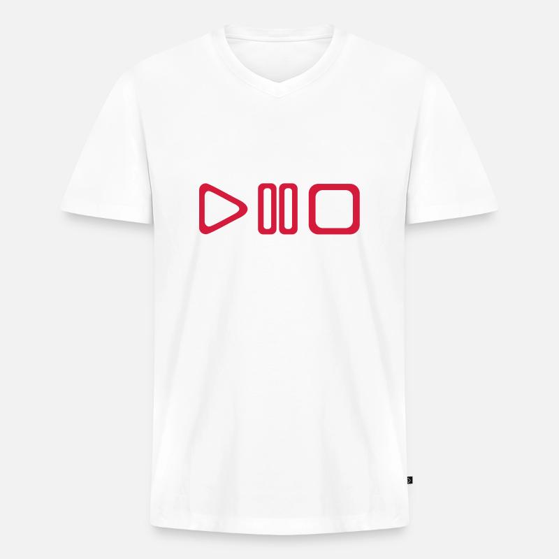 Player Tasten - Männer Premium Bio T-Shirt mit V-Ausschnitt - Weiß