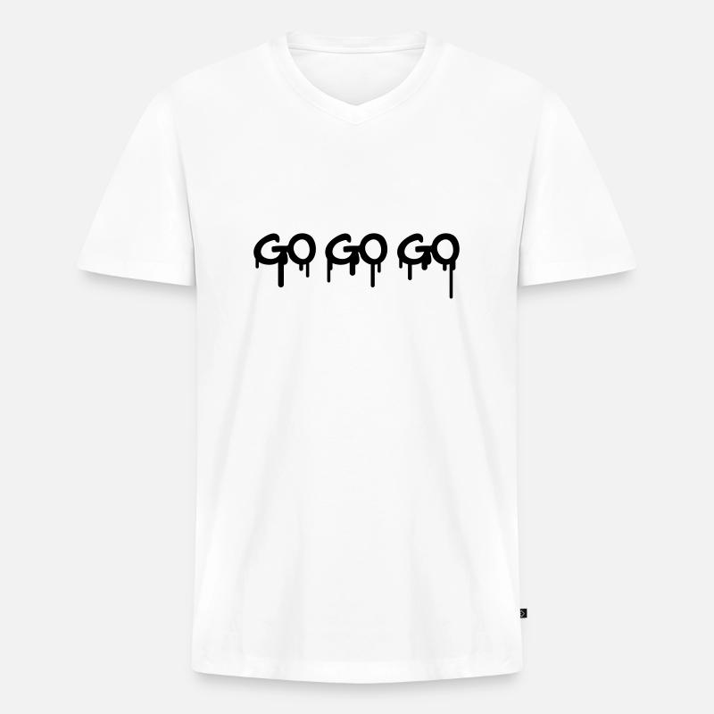 Go Go Go Graffiti - Männer Premium Bio T-Shirt mit V-Ausschnitt - Weiß