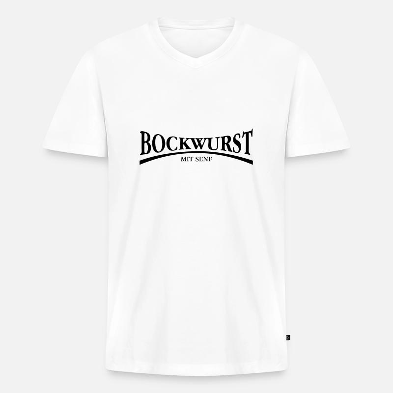 Bockwurst - Männer Premium Bio T-Shirt mit V-Ausschnitt - Weiß