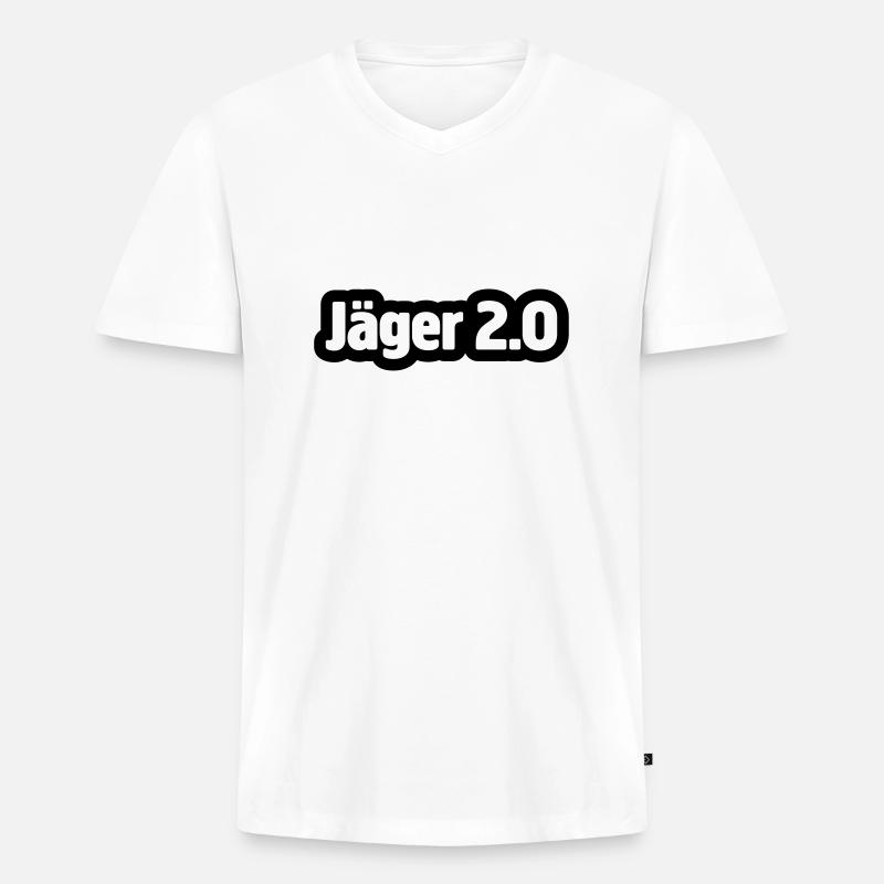 jäger 2.0 - Männer Premium Bio T-Shirt mit V-Ausschnitt - Weiß