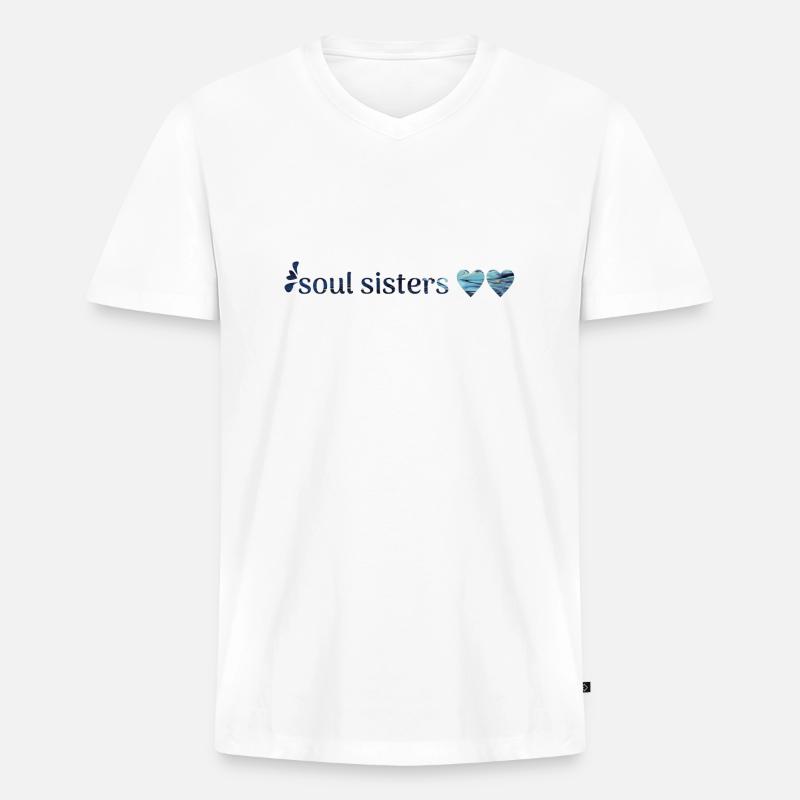 Freunde - Männer Premium Bio T-Shirt mit V-Ausschnitt - Weiß
