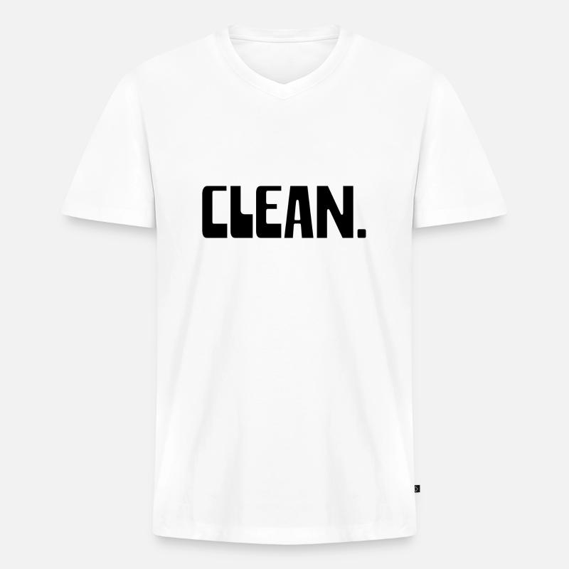 CLEAN - Männer Premium Bio T-Shirt mit V-Ausschnitt - Weiß