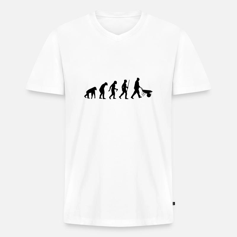 HANDWERKER EVOLUTION (BAUSTELLEN SHIRT) - Männer Premium Bio T-Shirt mit V-Ausschnitt - Weiß