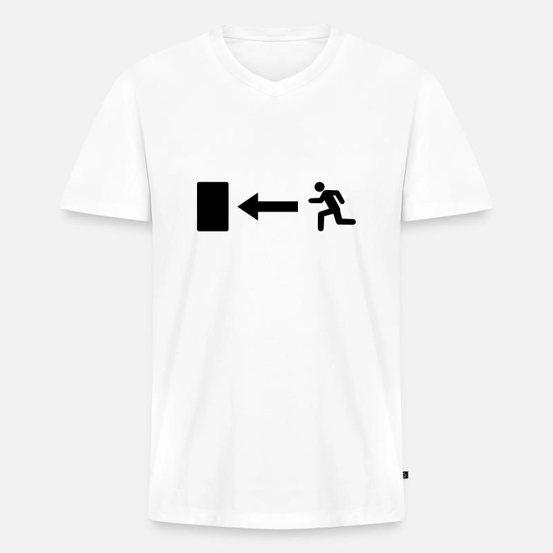 exit____f1 - Männer Premium Bio T-Shirt mit V-Ausschnitt - Weiß