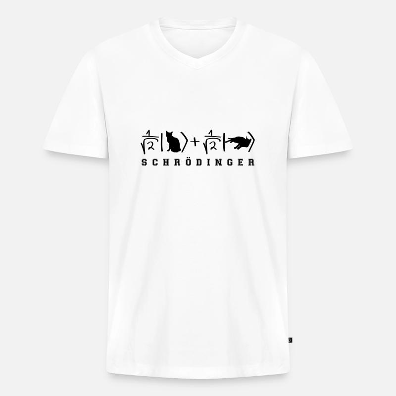 Quantenphysik Schrödinger Katze - Männer Premium Bio T-Shirt mit V-Ausschnitt - Weiß