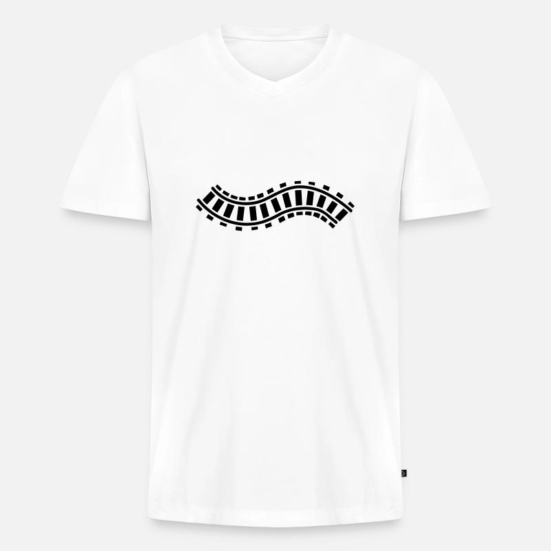Schiene - Männer Premium Bio T-Shirt mit V-Ausschnitt - Weiß