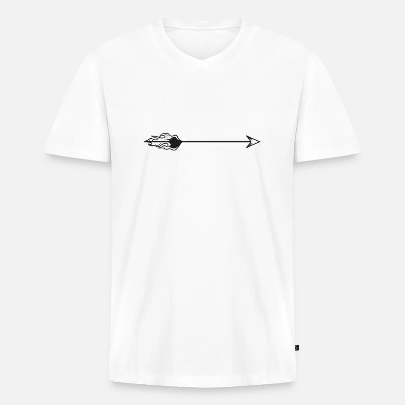 gezeichneter Pfeil mit Feuer - Männer Premium Bio T-Shirt mit V-Ausschnitt - Weiß