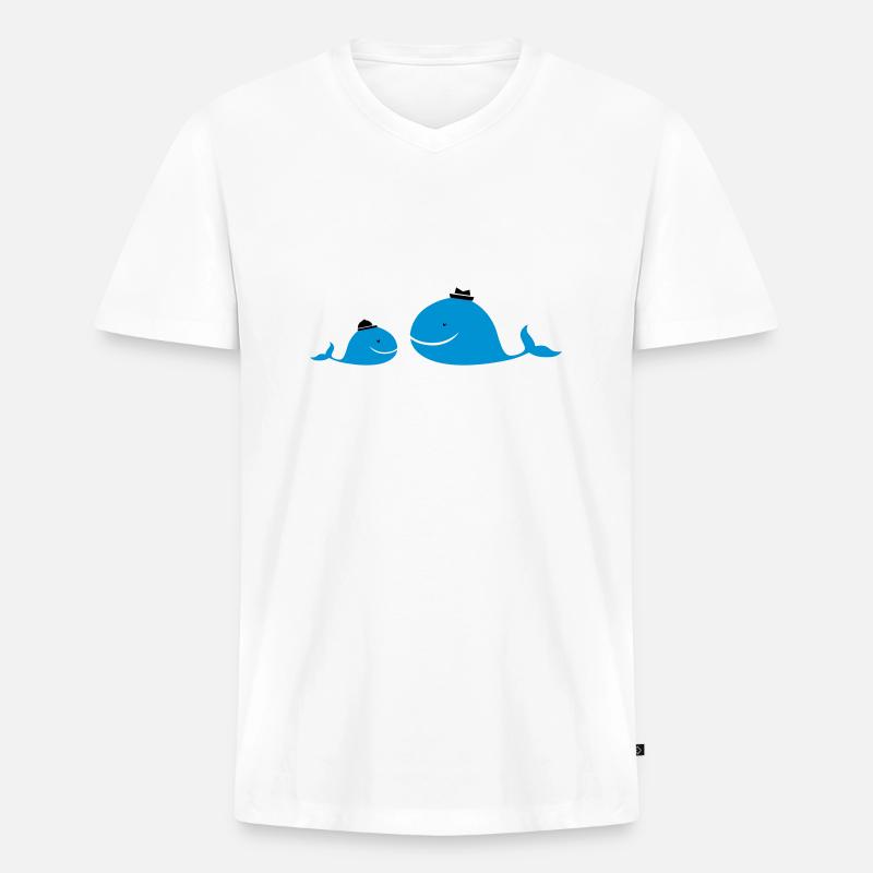 Wale gross klein - Männer Premium Bio T-Shirt mit V-Ausschnitt - Weiß