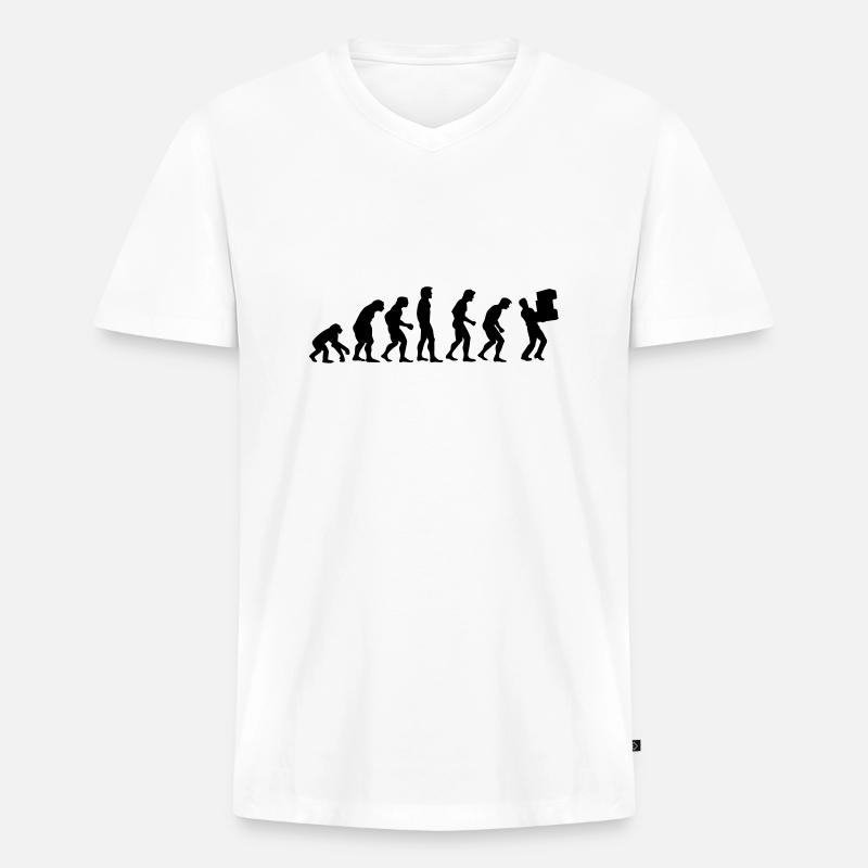 paketzusteller_evolution - Männer Premium Bio T-Shirt mit V-Ausschnitt - Weiß